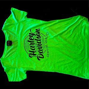 NWOT neon green Harley Davidson tee size L